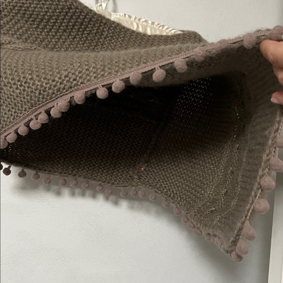 Brown Knit Mini Poncho with Cable Detail - Picture 3 of 3